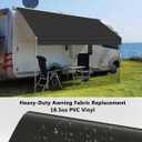 RV Awning Fabric Replacement, 18.5oz Heavy-Duty Weatherproof Vinyl Camper Awning Replacement Universal Outdoor Canopy for RV, Motorhome, Trailer Awnings (Black, 16'(Fabric 15'2"))