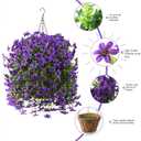 Artificial Hanging Baskets Outdoor, 4 Bundles Artificial Hanging Flowers Outdoors Spring Summer Decoration, No Fade Realistic Fake Hanging Baskets for Porch Patio Balcony Home Yard Decor