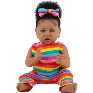 HOOMAI Lifelike Reborn Baby Dolls with Soft Body African American Realistic Girl Doll 22.8 Inch Best Birthday Gift Set