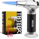 TBTEEK Butane Torch, Kitchen Torch Cooking Torch with Safety Lock & Adjustable Flame for Cooking, BBQ, Baking, Brulee, Creme, DIY Soldering(Butane Not Included) (Silver)