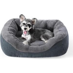 INVENHO Small Dog Bed for Small Dogs, Cat Beds for Indoor Cats Washable, Orthopedic Dog Bed, Warming Soft Calming Sleeping Puppy Bed Durable Pet Bed with Anti-Slip Bottom S (20"x19"x6")