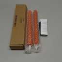 Eldnacele Flameless Taper Candles with Remote and Timer, Battery Operated Flickering Plastic Spiral Taper Candles Orange LED Window Candle Dinner Indoor Halloween Holiday Decor(2pcs, D0.78×H9.65)