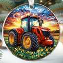 2 x Tractor Ornament - Farm Christmas Ornaments, Barn Ornaments for Farmers - Farmer Tractor Gifts - Acrylic Ornament 2025 for Christmas Tree