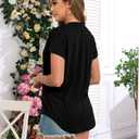 Womens Summer Short Sleeve Tops High Low Loose Casual Basic T-Shirt (L)