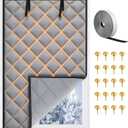 63 x 39 Inch Window Insulation for Winter, Thermal Window Cover 3 Layer with Oxford Cloth Thicken Cotton Filled, Roll-up Insulation Blanket Kit with Hook & Loop for Bedroom Attic to Keep Heat Warm