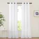 NICETOWN White Sheer Curtains 96 inches Long, Grommet Light Filtering Voile Sheer Window Treatments Lightweight & Breathable Drapes for Bedroom/Living Room, W42 x L96, 2 Panels
