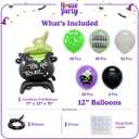 HOUSE OF PARTY 50PCS Halloween Cauldron Foil Balloons - 30" Cauldron Halloween Balloons Arch Kit Balck Green Balloon for Birthday Halloween Party Decorations