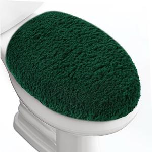 Microfiber Elongated Toilet Seat Cover 19.5"x 15" Machine Washable Solid Toilet Lid Cover Adjustable Rubber Backing Fits Only 18-19.5" L x 14-16" W Elongated Toilet Seat (Hunter Green)