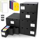 QLOUNI Trading Card Storage Box, Includes 18-600 CT Boxes & 60 Card Dividers, Trading Card Organizer for Collectible Card Games, for TCG, YGO, MTG, PTCG, Baseball Cards, with Labels & Tapes