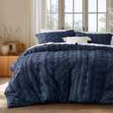 Bedsure Boho Duvet Cover King Size, Soft & Comfortable Elegant Design Boho Bedding for Decoration, Machine Washable Comforter Cover for All Seasons,Includes 1 Duvet Cover & 2 Pillow Shams,Navy