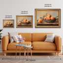 Vintage Peach Wall Art Antique Peaches in Rustic Bowl Oil Painging Poster Retro Fruit Decor Still Life Theme Picture Artwork for Cottage Kitchen Dining Room 36x24inch Gold Framed