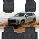 Car Floor Mats for Chevy Equinox: 2026 2025 (Only Gas) & for GMC Terrain, All Weather Rubber Tech Accessories Floor Liners Custom Fit for Chevrolet Equinox Terrain 5 Seat SUV Front Rear Carpet Black