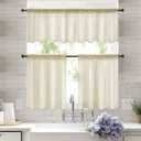 MIULEE Beige Window Valance Sheer Curtains Rod Pocket,Half Voile Drapes Extra Wide for Small Window Kitchen Cafe,One Panel 60" W x 18" L Inch