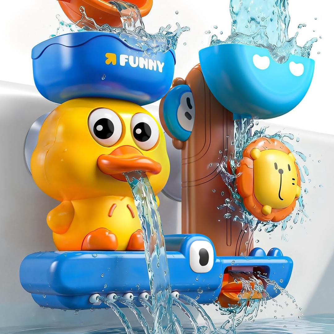 Bath Toys for Kids Ages 1-3: Cute & Fun Duck Blue Toys for 1 2 Year Old Boys - Suction Bathtub Toys Toddlers 2-4 - Birthday Gifts for 1 2 3 4 Year Old Boy