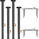 Adjustable Furniture Leg Set 32~51 Inch, Adjustable Metal Table Leg Home Office DIY Metal Desk Legs, for Computer Desk Dining Table Office Desk (4, Black)