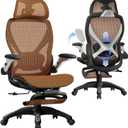 ELABEST X100 Ergonomic Office Chair with Footrest, Big and Tall Home Desk Chair with 5D Flip-Up Arms, Adjustable 3D Lumbar Support,High Back Rolling Computer Chair, Swivel Mesh Chairs, 24 inches x 26 inches x 41 inches