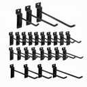 Ferraycle 24 Pack Slatwall Hooks Heavy Duty Garage Wall Hooks Set, 4/6/8 Inch Metal Tool Hangers for Slat Wall Panels, Garage, Shed & Workshop Storage Organization(Black)