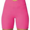 Sunzel Crossover Biker Shorts for Women, No Front Seam V High Waist Yoga Workout Gym Shorts with Tummy Control size M