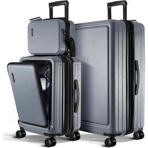 Luggage Sets 3 Piece, 20 Inch Carry on Luggage and 28 Inch Suitcases with Wheels Spinner, Durable Hard Shell Suitcase Set, Expandable Travel Suitcase, Grey