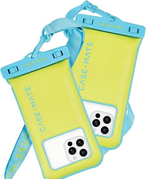 Case-Mate 2 Pack IP68 Waterproof Phone Pouch - Floating Waterproof Phone Case w/Crossbody Lanyard - Beach Cruise Ship Travel Essentials - Compatible w/All Devices, Touchscreen Friendly - Citrus Splash