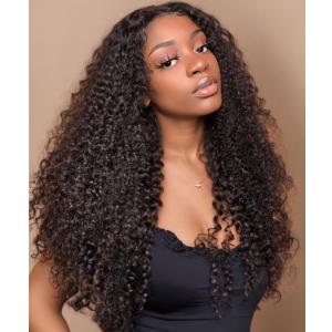 28 Inch Curly Wig Human Hair With Drawstring 250 Density Deep Wave Lace Front Wigs Human Hair Pre Plucked Virgin Remy Hair 5x Longer Lifespan 13x6 HD Lace Frontal Wigs Natural Black