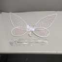 quescu Fairy Wings for Girls,Light up Butterfly Wings for Adults,LED Fairy Costume for Women Halloween Dress Up Party Favor (White - Colore Light)