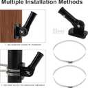 Metal Flag Pole Bracket, No Drill Flag Pole Mount Adjustable Heavy Duty Flag Pole Holder for Square & Round Railing Wall Balcony Fence Porch (Black)