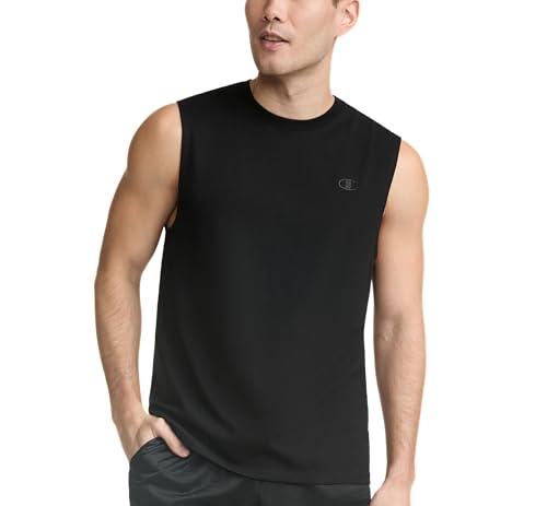 Champion mens Classic Jersey Muscle Tee Shirt, Black, Small US