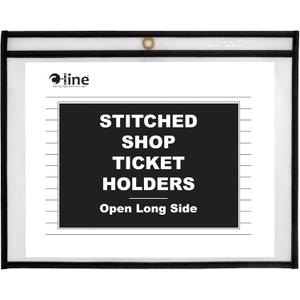 C-Line Stitched Shop Ticket Holders, Both Sides Clear, Open Long Side, 12 x 9 Inches, 25 per Box (49912)