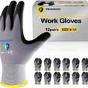 PROMEDIX P Mens Work Gloves, MicroFoam Nitrile Coated Work Gloves, Seamless Knit Nylon&Spandex Safety Gardening Gloves, Medium