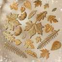 Thyle 24 Pcs Christmas Brass Leaves Tree Ornaments Gold Leaves Decorations Metal Hanging Decor Golden Leafy Brass Ornaments for Christmas Tree Wreath Garland Birthday Wedding Hoilday Party Supply