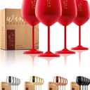Gusto Nostro Valentines Day Gift Stainless Steel Wine Glass  18 oz Red, Unbreakable Colorful Wine Glasses for Travel, Camping and Pool  Cute, Unique Metal Wine Glass for Outdoor, Picnics (Set of 4)