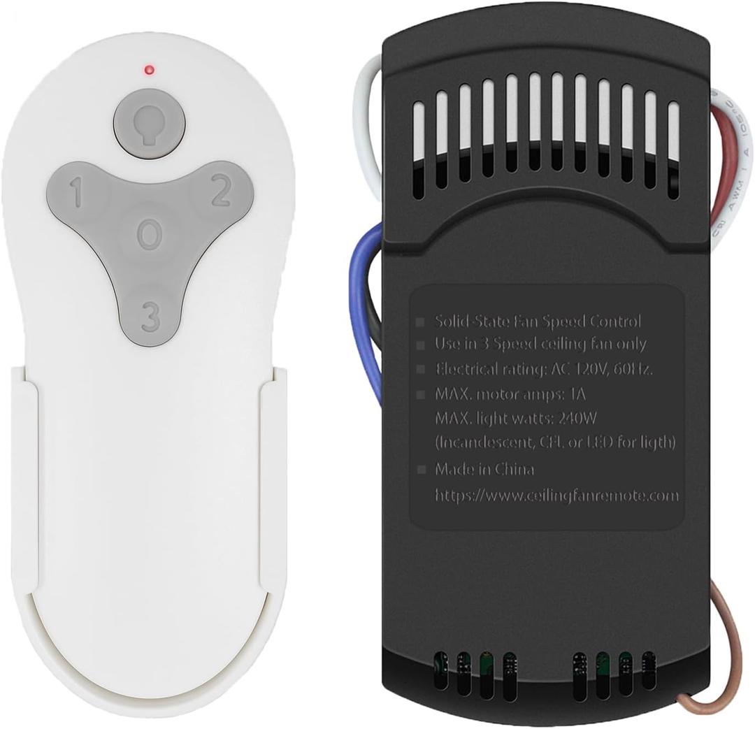 Universal Ceiling Fan Remote Control Kit Replacement for Harbor Breeze, Hunter, Hampton Bay, 3 Speed Light Dimmer, Compatible with KUJCE10311 KUJCE10712 TR214B 2AQZU-18018 25-FA0138 TR214B KUJCE10610