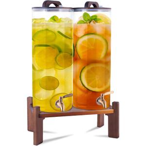 2PCS 2.2 Gallon Drink Dispenser,Glass Water Dispenser with Stand,Beverage Dispenser with Stainless Steel Spigot,Drink Dispensers for Parties,Bars,Restaurants