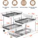 Delamu 2-Tier Multi-Purpose Bathroom Under Sink Organizers and Storage, Stackable Kitchen Pantry Organization, Pull Out Medicine Cabinet Organizer with Movable Dividers, Grey, 2 Pack
