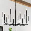 Black Chandeliers 12-Light Farmhouse Chandelier Dining Room Chandelier Over Table for Living Room Kitchen Island Bedroom Entryway E12, 12x5x15 inches