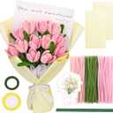 Pipe Cleaners Craft Flower Kit - 320 Pcs Crafts Cleaner Sticks Color Flowers Chenille Pipe Stem for Kids Bouquet Making Set Art Crafting Supplies DIY Decoration for Christmas Activities Birthday Gifts