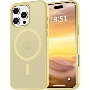 vnnink for iPhone 16 Pro Max Case,Magnetic Matte Military Grade Drop Protection Translucent Cell Phone Cover - Slim Rugged Durable Shockproof Bumper Case-Yellow