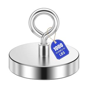 Super Strong Magnets, 1000 lbs (453 KG) Pulling Power Fishing Magnets, Large Magnet for Retrieving Items in Lake and Beach, Security Tags Removal Tool, 3.54 inch (90mm) Diameter