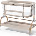 NeoBorn 3 in 1 Baby Bassinet, Bedside Bassinet for Baby, Rocking Bassinet with Breathable Full-Mesh, Mattress and Soft Sheet, Adjustable Height, Stable and Secure Crib for Newborns