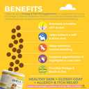 Omega 3 Soft Chews Salmon Oil for Dogs Skin and Coat Support, Itch Relief & Shedding Support EPA & DHA Dog Fish Oil Fatty Acids 120 Chews by Makondo Pets.