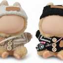 Clothes Outfits for 17cm Doll 6 Piece Set Crochet Hat Sweater Backpack Camera Cute Clothes Accessories Suit No Doll (Khaki,Black)