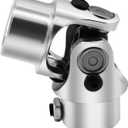 13/16" 36 Spline X 3/4" Round Single Steering Shaft Universal U Joint Coupling Chrome 3-1/4" Overall Length