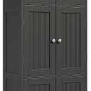 ChooChoo Tall Bathroom Storage Cabinet with 6 Doors, Freestanding Floor Cabinet with Adjustable Shelves, Black Pantry Cabinet for Bathroom, Kitchen, Laundry Room, 63 inches x 23.6 inches x 11.79 inches