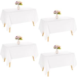 4 Pack Rectangle Tablecloth 60x102 Inch White Washable Polyester Table Cover for Wedding Dining Table Buffet Parties Banquet DecorationWhite