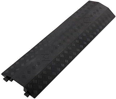 Anbotek - Medium 3 Pack - Floor Cord Cover Cord Protector Drop Over Drop Trak Cable Ramp for Office Warehouse - Black