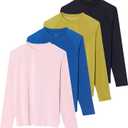 Real Essentials 4 Pack: Women's Rash Guard Sun Shirts  Long Sleeve & 1/4 Zip UPF 50+ Quick Dry UV Protection Tops (Plus) (XXL)