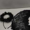 REDSTAR FANCY DRESS Black Angel Wings and Halo - Adult Women's Dark Angel Halloween Costume Accessory Set with Black Feather Wings and Halo Headband