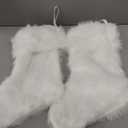 BEDBLK Cozy Christmas Stockings,2 Pack 20'' Large White Faux Fur Plush Xmas Stockings,Rustic Farmhouse Stockings Gifts Hanging Ornament for Family Holiday Christmas Decorations (White Faux Fur)