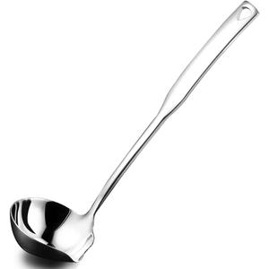 Kitchen Soup Ladle 304 Stainless Steel Punch Metal Luminous Ladell Spoons With Pour Spout Gravy Ladles for Serving,Cooking,Canning,11.8 inch